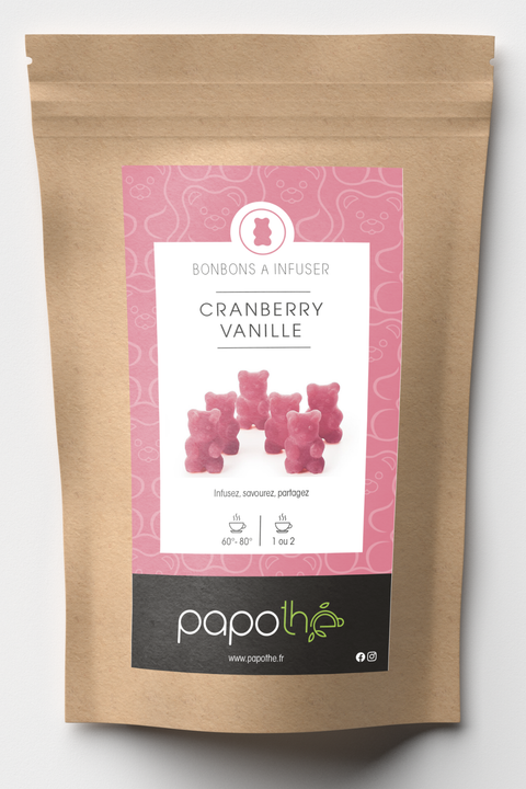 Bonbons à infuser Cranberry Vanille, oursons à infuser – Papothé (Papo'Thé)