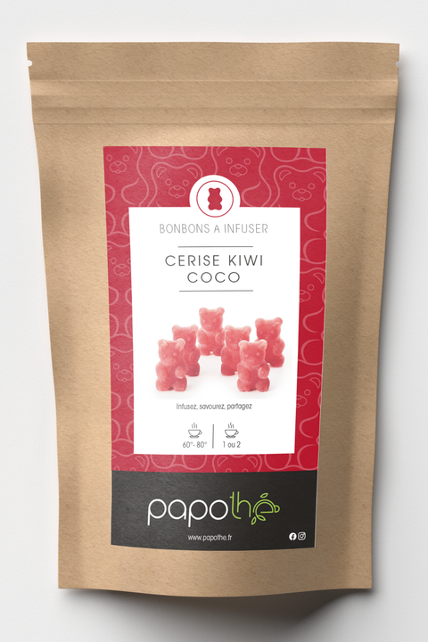 Bonbons à infuser Cerise Kiwi Coco, oursons à infuser – Papothé (Papo'Thé)
