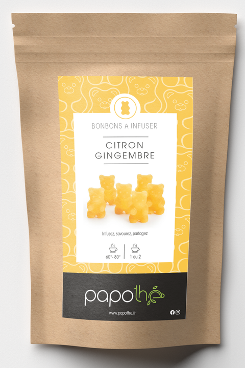 Bonbons à infuser Citron Gingembre, oursons à infuser – Papothé (Papo'Thé)