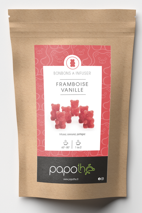 Bonbons à infuser Framboise Vanille, oursons à infuser – Papothé (Papo'Thé)