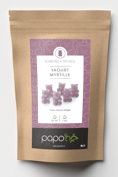 Bonbons à infuser Yaourt Myrtille, oursons à infuser – Papothé (Papo'Thé)