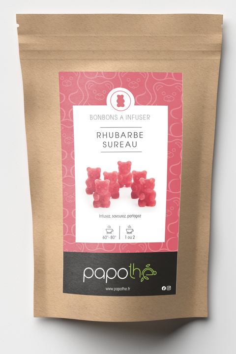 Bonbons à infuser Rhubarbe Sureau, oursons à infuser – Papothé (Papo'Thé)