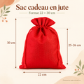 Dimensions du sac cadeau en jute rouge : 22 × 30 cm – Papothé