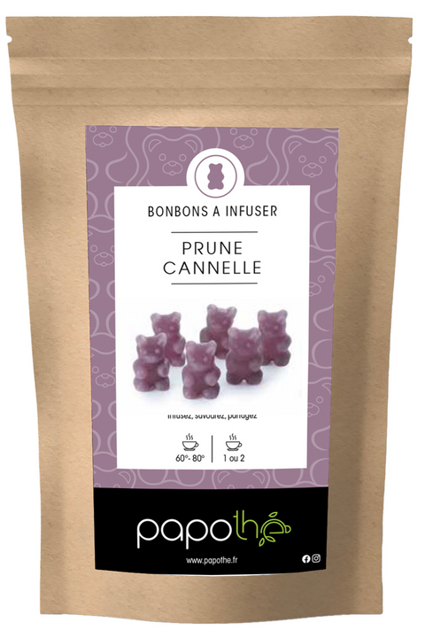 Sachet de bonbons à infuser Prune Cannelle – Papothé (Papo'Thé)