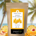 Gros plan sur les bonbons à infuser Ananas Pêche Orange – Papothé (Papo'Thé)