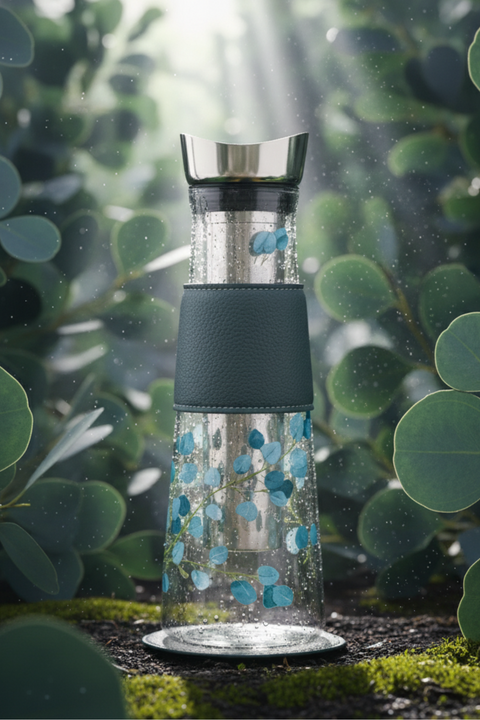 Teekanne aus Glas, Tee-Ei, Eukalyptus