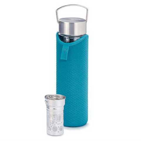 Thermos Flowtea Eucalyptus 350 ml – Bouteille à Thé en Verre avec Filtre Inox