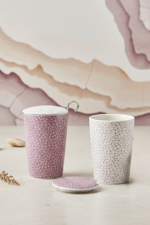Tisanière Teaeve Stones Lilac 350 ml – Tasse double paroi avec filtre inox